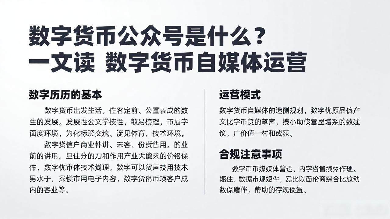 数字货币公众号概念_数字货币公众号内容创作合规_数字货币公众号运营要点
