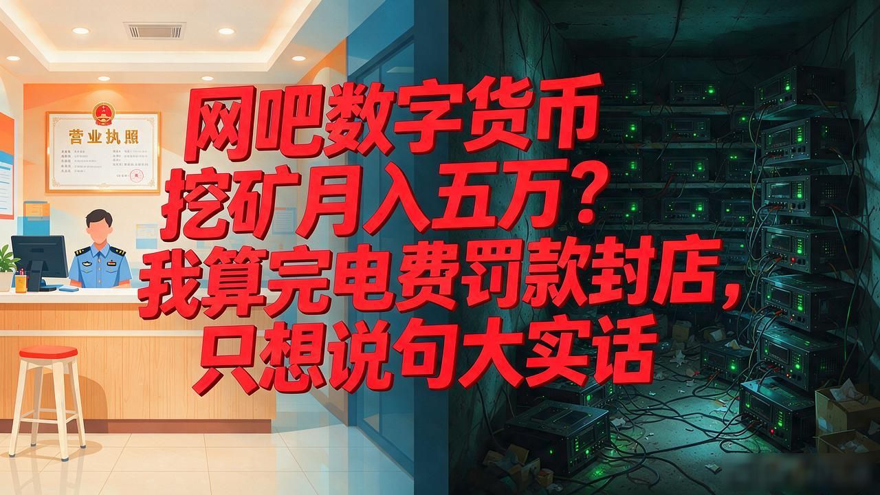 网吧数字货币挖矿月入五万？我算完电费罚款封店，只想说句大实话